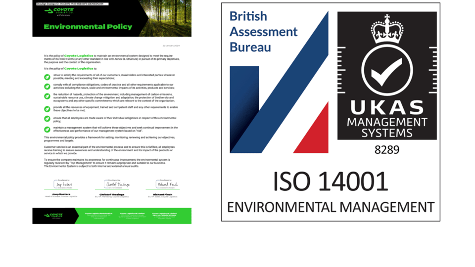 Coyote Logistics - Polityka środowiskowa - ISO14001:2015
